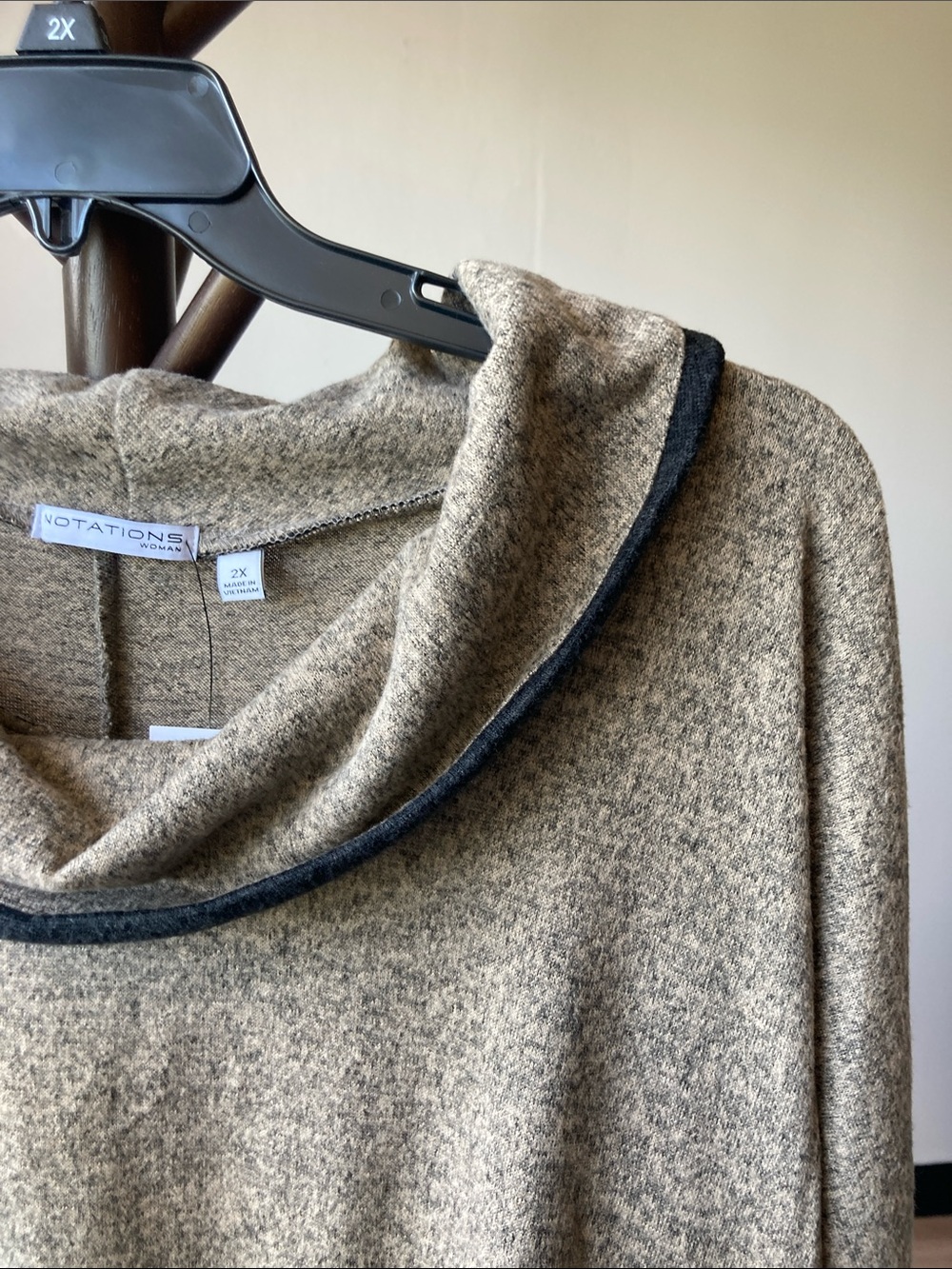 NY Collection heathers tan gray top 2X casual business casual office neutral - Picture 4 of 17
